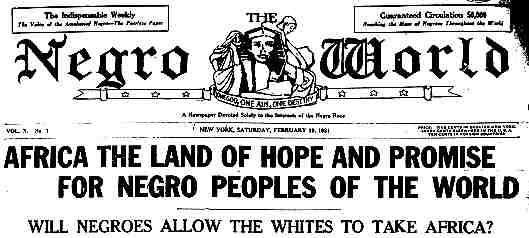 Negro World masthead and headline<